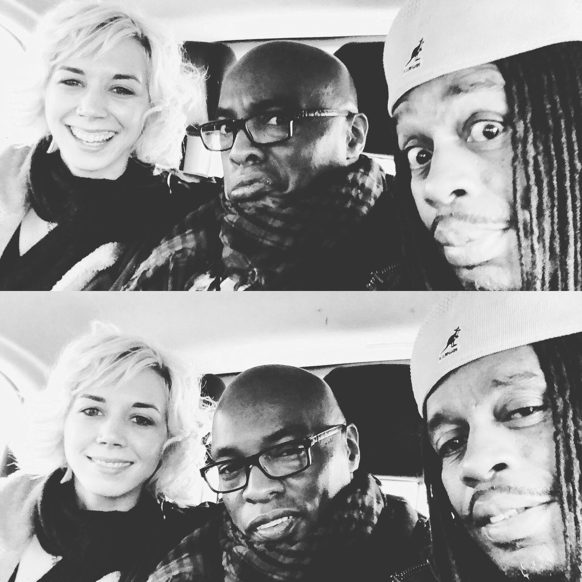 BAmusicALLISON's tweet photo. On our way to the airport shenanigans with @vanja1sky and @roginnissbass! We had a GREAT time in the UK 🇬🇧! Now off to Denmark 🇩🇰! #bernardallison #vanjasky #rogerinniss #bluescaravan2018 #rufrecords https://t.co/U1PhXvJnNM
