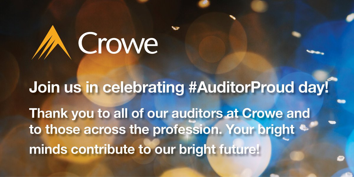 CroweUSNews's tweet photo. Retweet if you’re #AuditorProud @discoveraudit  @CroweUSA #CroweProud https://t.co/dNpJH46chy