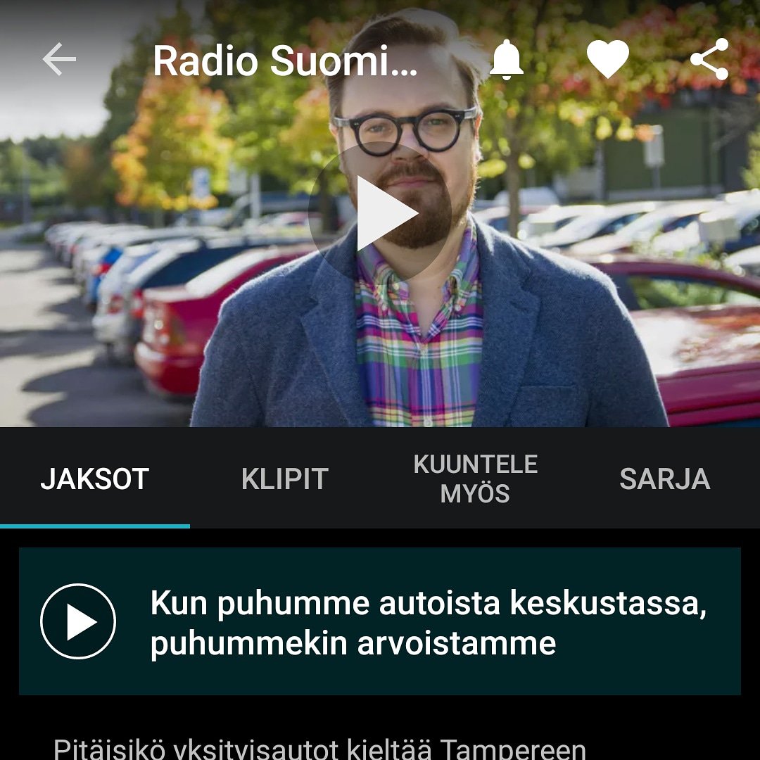 Yle areenassa autoista ja arvoista. #hämeenkatu #tampere #yksityisautoilu #liikenne #aamulehti