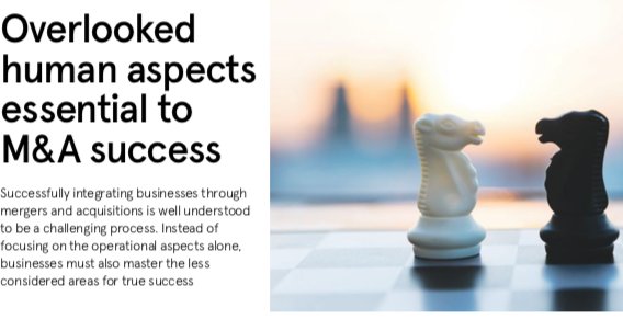 To succeed with M&amp;A, businesses must pay close attention to the human aspects of change. bit.ly/2NKGglT

In today's Times. <a href="/Lane4Group/">LANE4 Property Group</a> <a href="/raconteur/">Raconteur</a> #MandA