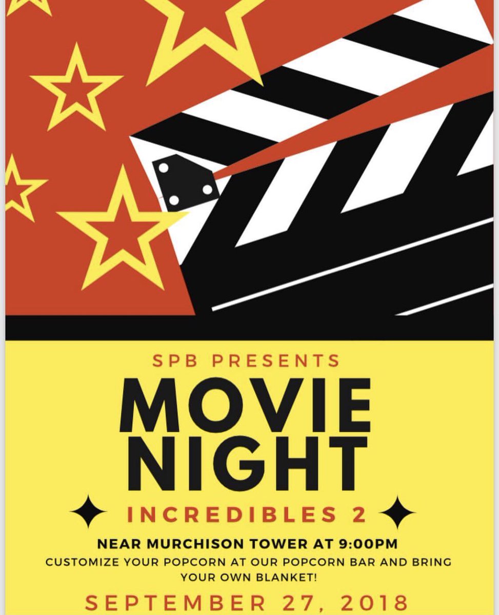 Good morning tigers! Come join SPB tonight for a movie and create your own 🍿 bar! Rain or shine—in case of rain, we will relocate to the Fiesta Room!