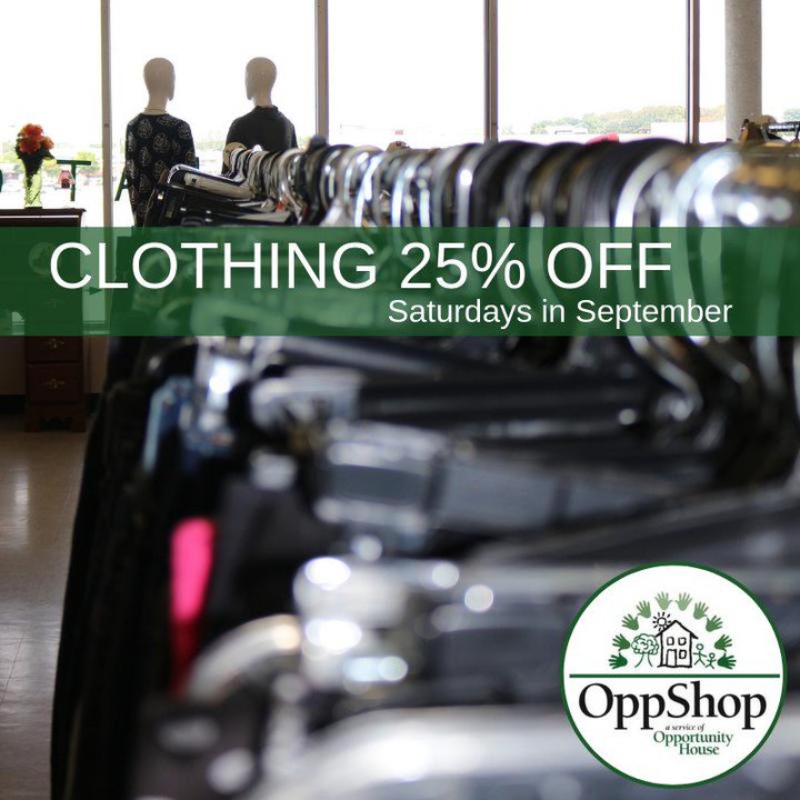 OH_OppShop's tweet photo. #ShopOppShop this Saturday and save 25% on clothing purchases! https://t.co/1KYxCHUhRq