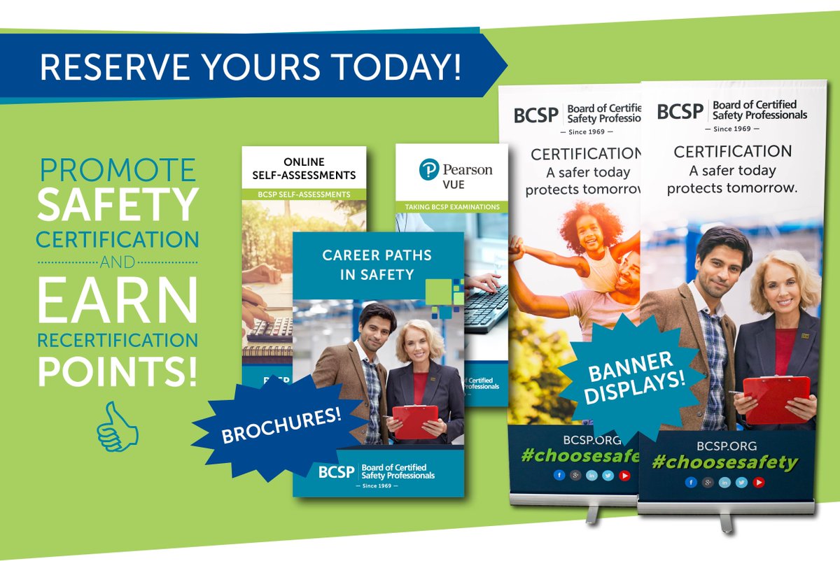 BCSP's tweet photo. Promote safety and earn recertification points by visiting https://t.co/cV3O83LDUi and filling out the banner and literature request form.

You can be a part of spreading the value of safety at conferences or your workplace! https://t.co/qb38j4uqOs