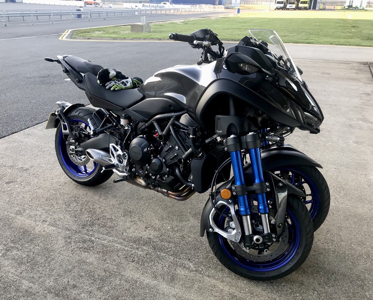 MCNnews's tweet photo. We’re back testing Yamaha’s Niken this week. We’ve pitched it against an MT-09 around Rockingham (lap times are interesting) and are now riding it around the MCN250. If you want to have a nose we’re at the Super Sausage Cafe, nr Towcester between 10.30 and 11.00 on Monday morning https://t.co/SkZlt6IojR