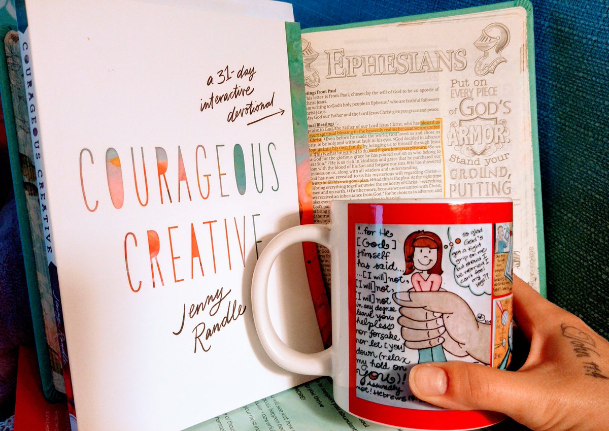 ☀🎨🌈Good morning #CourageousCreative!
 Got my Word, Courageous Creative devotional & coffee (artwork on mug by moi!)👍👍

☀☀#GoodMorningGod😊😊