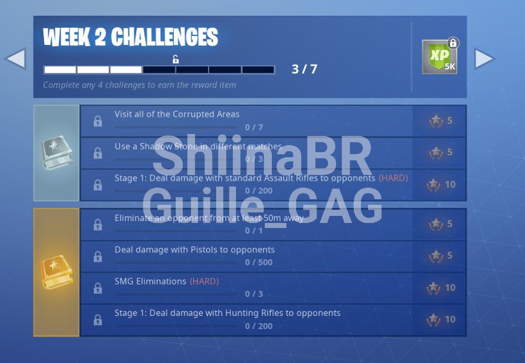 shiinabr fortnite leaks - fortnite weekly challenges week 2
