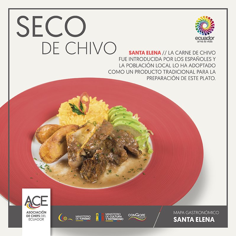 Se dice que el nombre “seco” nació en Ancón cuando comensales ingleses veían un plato delicioso que se servía después de la sopa y querían pronto el “second”...

Si quieres conocer más sobre su preparación sigue el siguiente link 👉 bit.ly/2R2Mtrb
#ACE #Ecuador