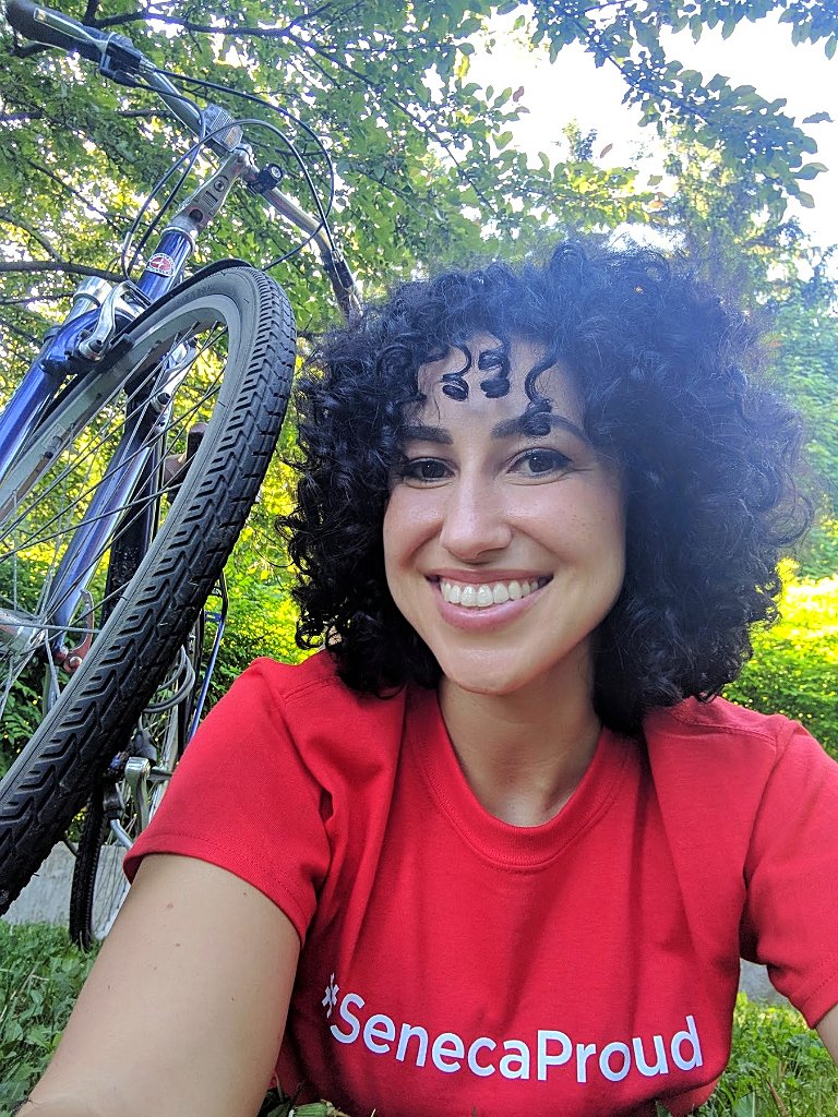 SenecaPoly's tweet photo. 🚲 Join Rema as she bikes to Newnham Campus weekly until October 5 for #SmartCommuteMonth. You can also take the @SmartCommute survey and be entered to win a $250 gift card to @VIA_Rail! 💰 https://t.co/PHs8ZFLXIb #SenecaProud #SustainableSeneca @Metrolinx https://t.co/smme3XiuxW