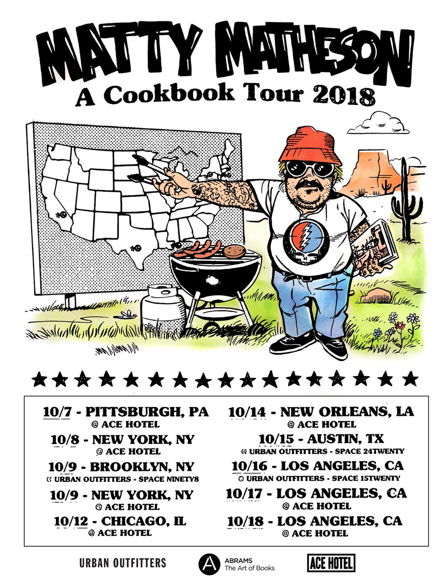 HotLuckFest's tweet photo. Our homie @mattymatheson is heading back to Austin! On 10/15 at @UrbanOutfitters' @Space24Twenty, he'll be signing copies of his new book, the aptly titled "A Cookbook." To get in, pick up the book at UO's Guadalupe location starting 10/9 at 10am. #mattymathesoncookbook https://t.co/Pr6SjbzaUe