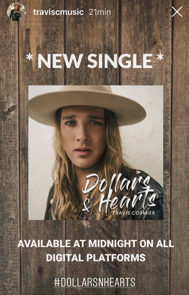 🎶❤️ Une nouvelle toune de @TravisRNR disponible en ligne ce soir dès minuit, OMG !!!! 😵😵😵😵 « Dollars &amp; Hearts » 💵 + ❤️ !! PLEASE, share !!! 😁🙏 CAN’T WAIIIT !!! 😍❤️🎶
#traviscormier #newsingle #rock #country #song #music #original