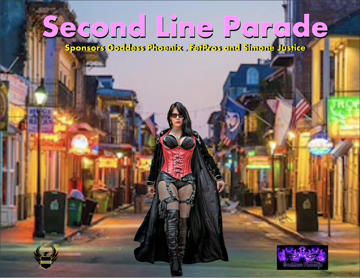 GoddessPhoenix1's tweet photo. Reminding everyone who attends @DomCon NOLA this yr to come and be apart of our Second Line Parade. Thank you  @Simone_Justice for all the hard work you have done  to make this yrs parade amazing. Special Thanks to our sponsors @Simone_Justice and @FetPros https://t.co/NV6upgybEi