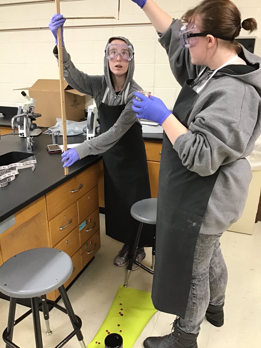hesterscience's tweet image. Some amazing student designed experiments helped PLTW Principles of Biomedical Science (PBS) determine how the height of an injury impacts the size of blood spatter. @warriorsci1 #ssdpride #WarriorSTRONG