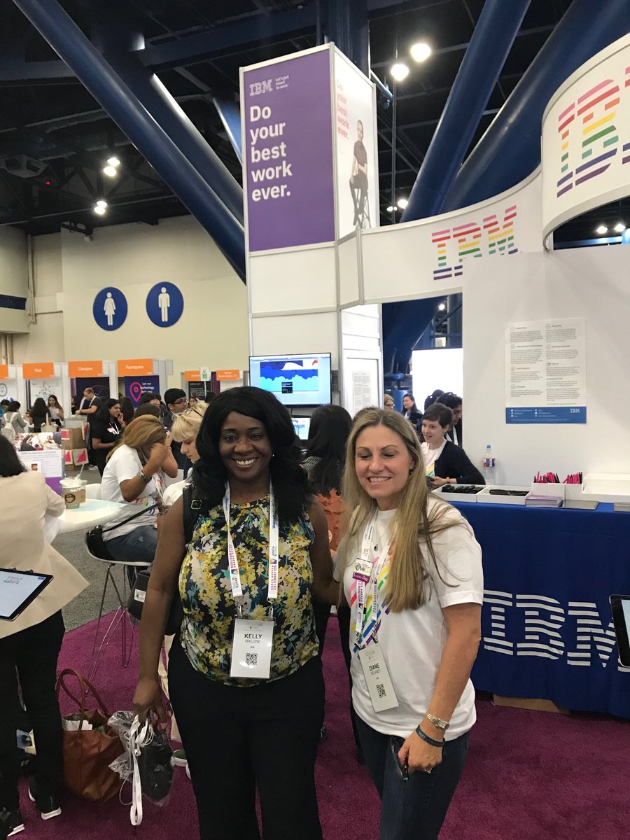 chosenERA's tweet photo. Kelly and Diane at IBM’s Recruitment booth. #GHC18 #IBMatGHC https://t.co/E6TWN0WD7D