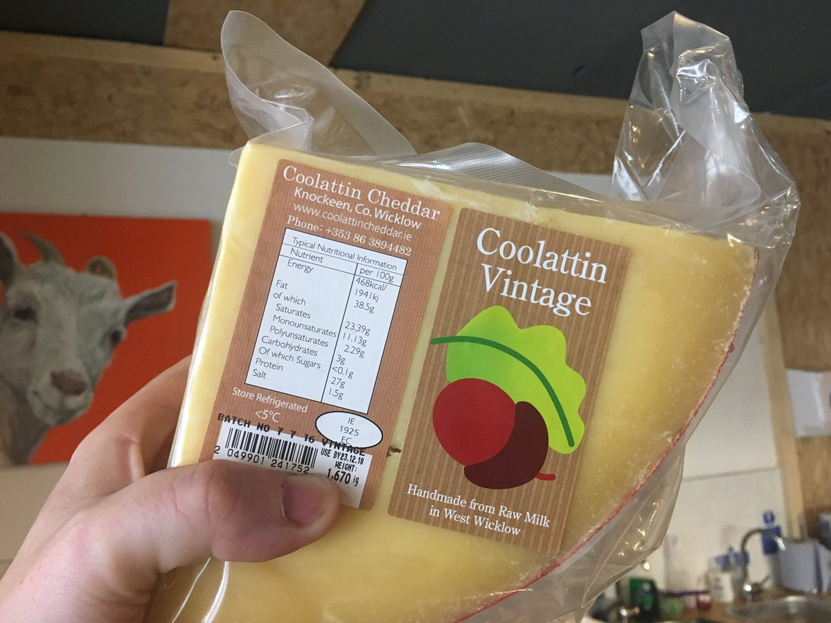 johnnyfude's tweet photo. 📣 Back in stock 📣
One of the true heavyweights 🥊 of Irish Cheese 🧀 this extra mature 2 year-old vintage cheddar by @CoolattinC & the maestro that is Tom Burgess 🙌 #WestWicklow #ProperCheese https://t.co/YV66jw0oGN
