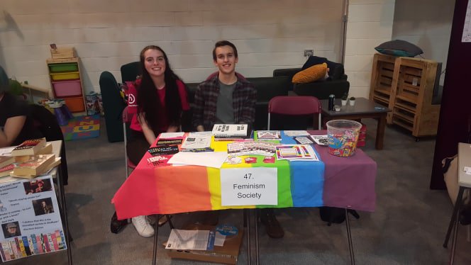 SHUFemsoc's tweet photo. Come and say hi to us at Societies Fair at the HUBS until 5pm. We're located on the right of The Common Room โค #SHU #SocietiesFair https://t.co/bF8T8markD