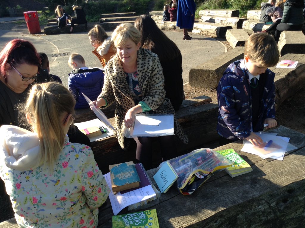 MissDeanLTPA's tweet photo. School direct @Every1Learning @limetreepa @HawthornsTweets @MossleyHollins outside carrying out their guided reading planning #readreadread#getoutside https://t.co/o5abhdhR5j