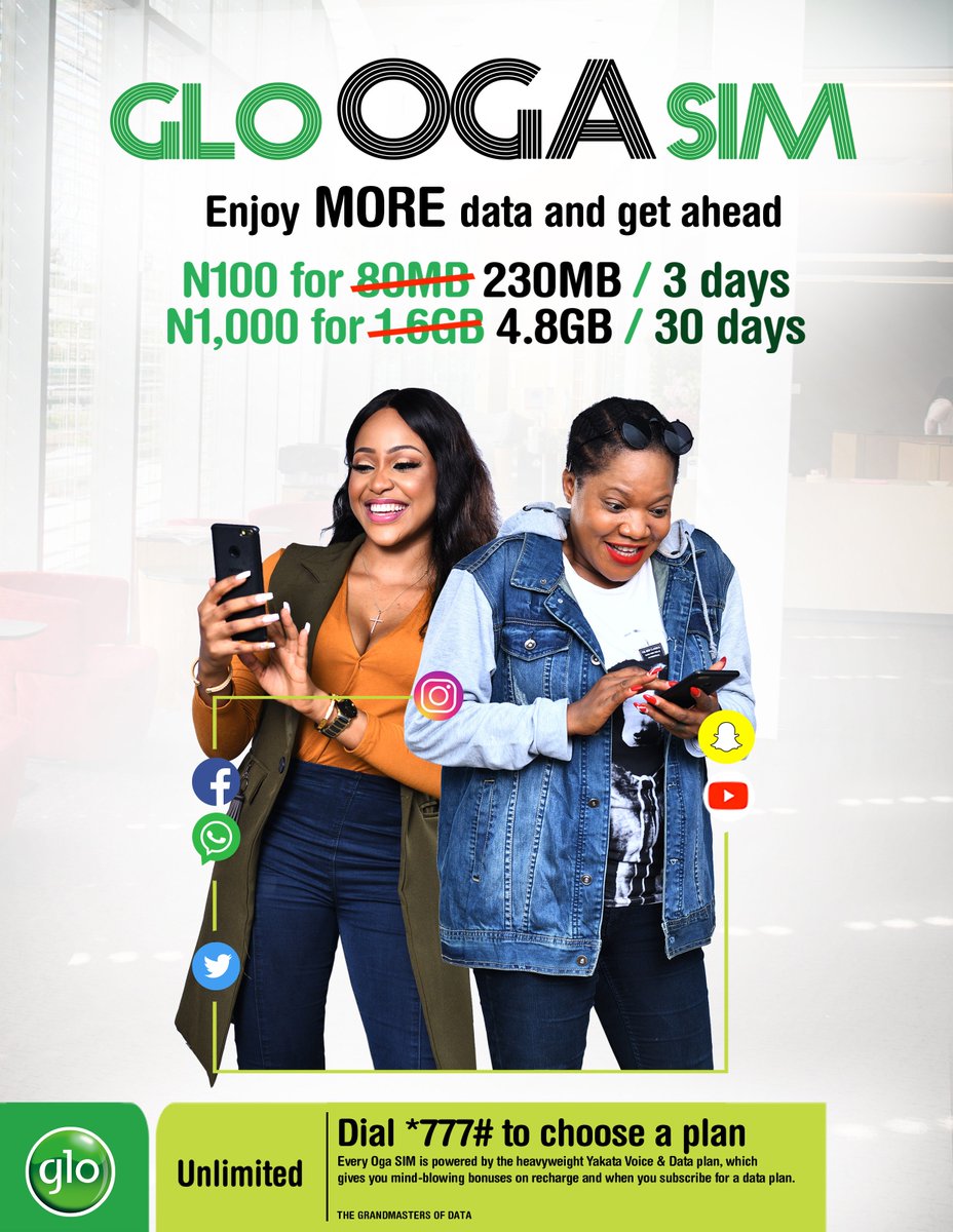 Glo Nigeria Oga Sim N1000 Plan Is 3 6gb You Had Yakata Bonus Of 500 Mb Hence Ca