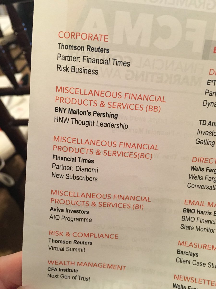 stephaniesviews's tweet photo. Congrats to the TR marketing teams at today’s @GramercyInst Financial Content Marketing Event and Awards. https://t.co/UAV2z9xgQM