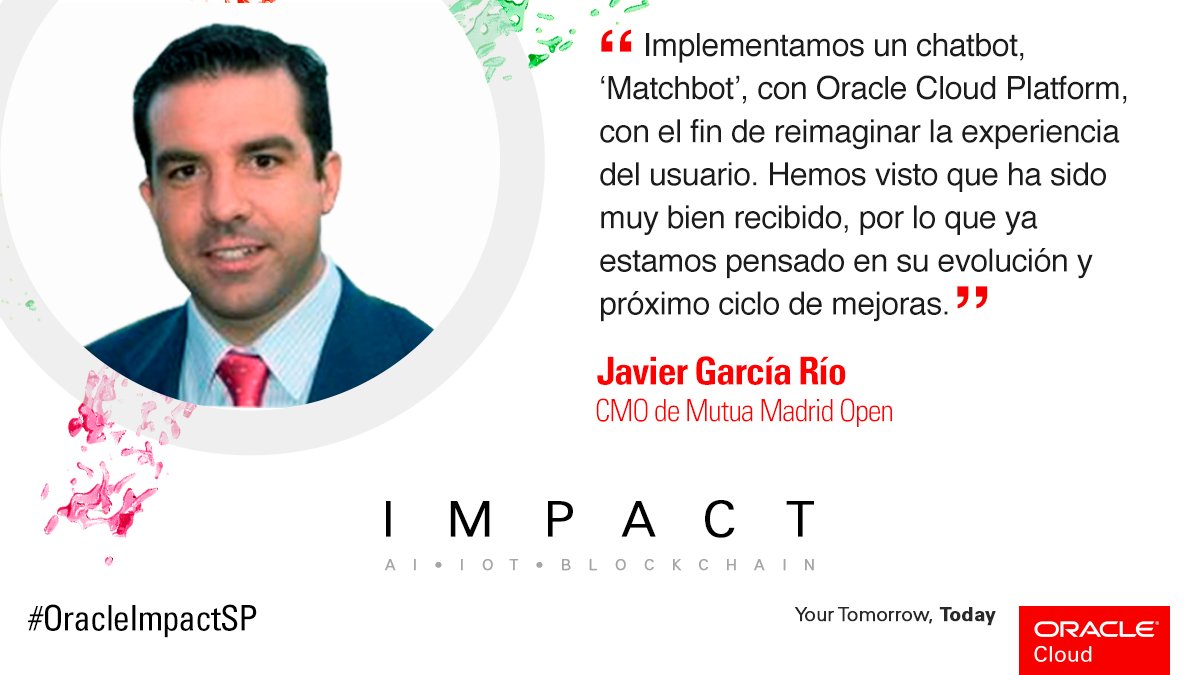 oracle_es's tweet image. La #innovación no entiende de límites.
En IMPACT conocerás cómo fue la implementación de #Matchbot, el #bot creado para el @MutuaMadridOpen 🎾

➡ bit.ly/OracleImpact    
#OracleImpactSP