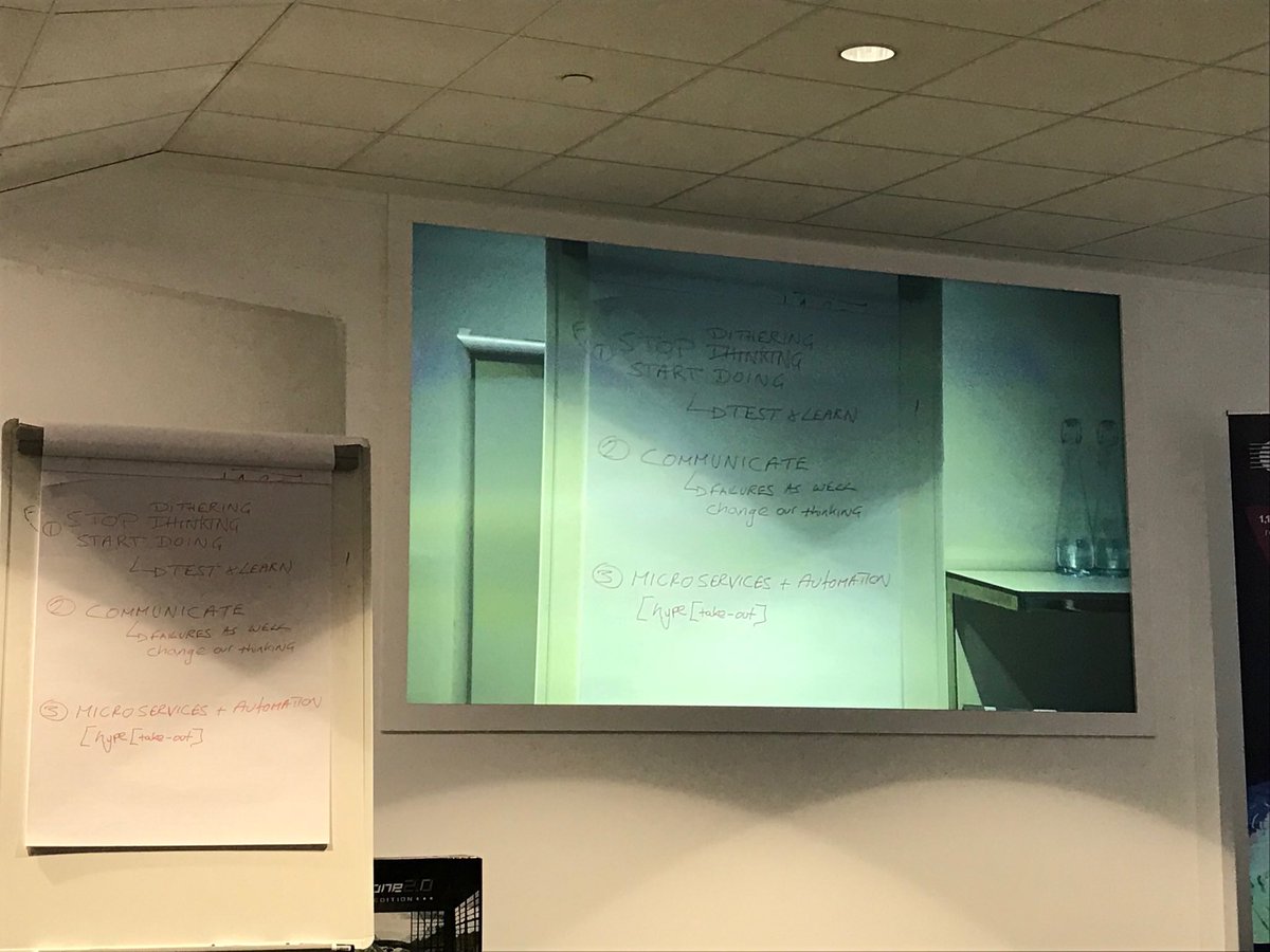 alberta10's tweet photo. 1.start doing. 2.communicate failures and change our thinking. 3. Microservices + automation. The 3 takeaways of #IDCUKDevOps18 ⁦@jthomsonidc⁩ ⁦@puppetize⁩ https://t.co/tXUkcS2Giz