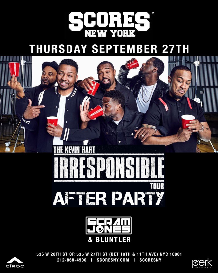 ScoresAC's tweet image. Tonight @scoresny is hosting @kevinhart4real #irrisponsibletour #afterpart with @scramjones and @msbluntler DJing