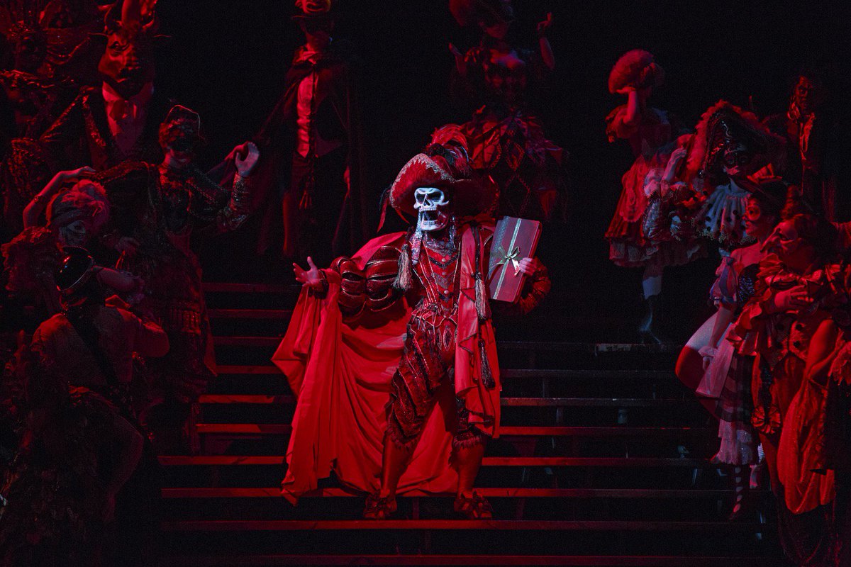 STAGE DIRECTION: At the height of the activity a grotesque figure suddenly appears at the top of the staircase. #PhantomLondon