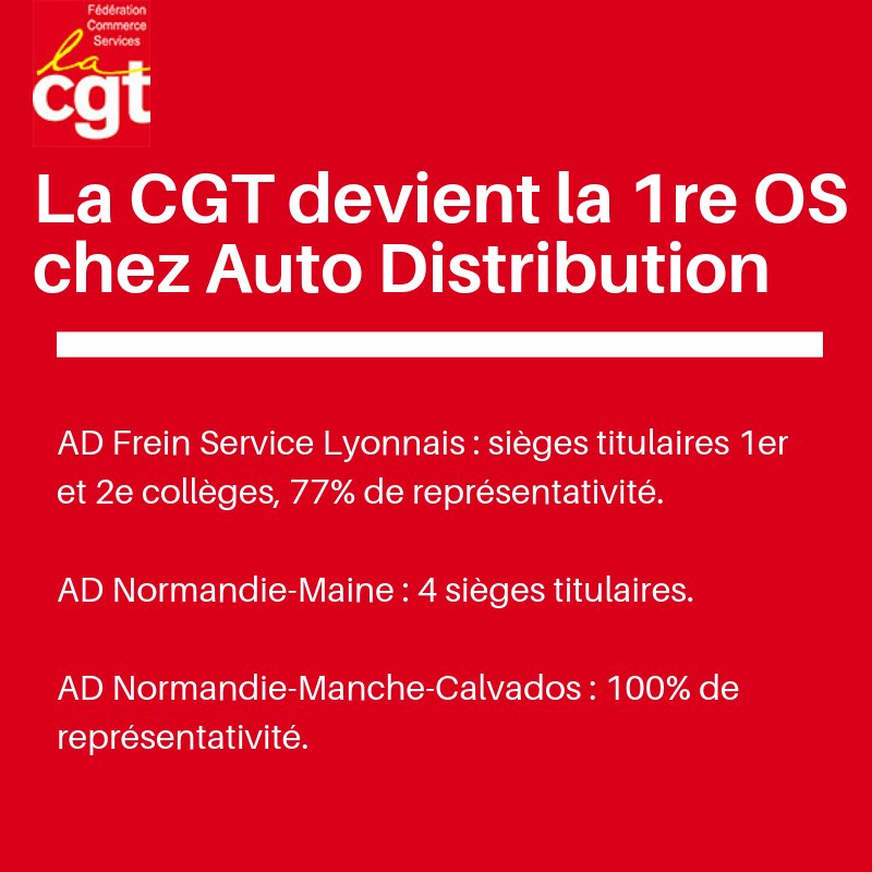 CGT_Commerce's tweet image. La CGT devient la 1re OS chez #Autodistribution ! Pour en savoir plus : commerce.cgt.fr/actualites/inf…