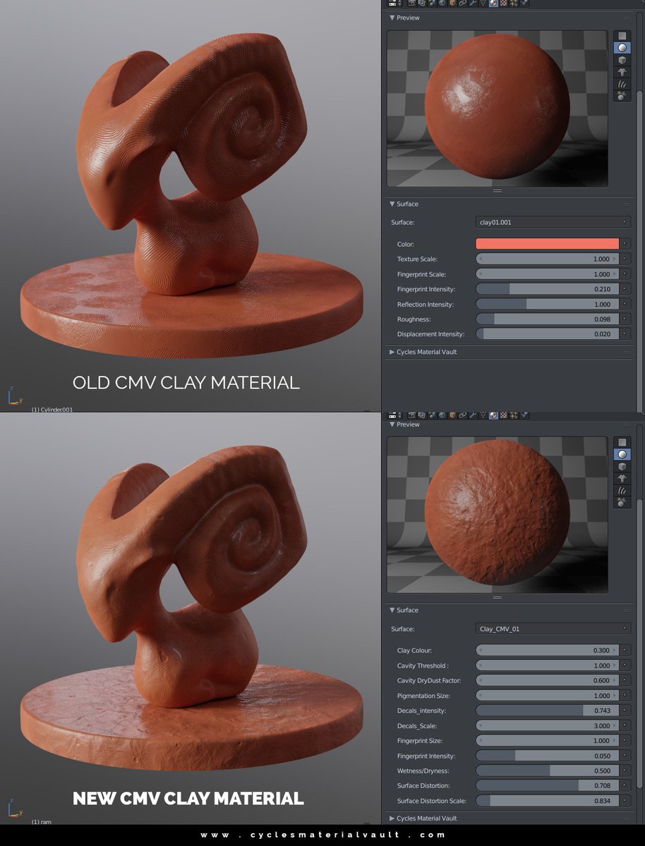 cyclesmatvault's tweet photo. Sculptors and modelers, we've got some awesome CMV updates for you! We just face-lifted the clay material so it's much more robust now. More info on CMV: https://t.co/LeaJnfKAPJ https://t.co/JFVVckp6rS