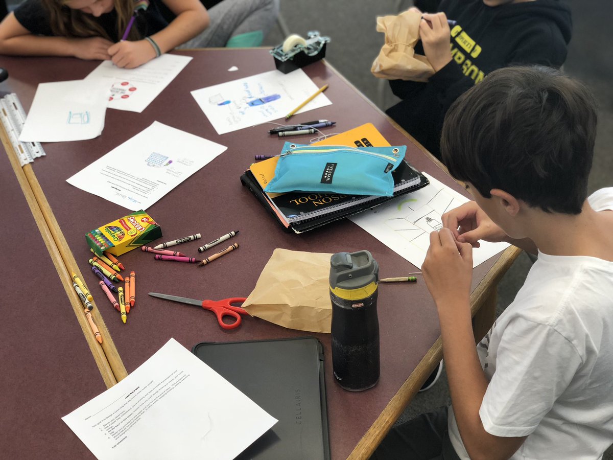 dalstonEDU's tweet photo. Students @ThompsonMSpride develop Lunch Bag Project prototypes using the #designthinking process in Hands-On Construction class with Mrs. Raymond @TMediaCenter #DefineTheProblem #Research #DevelopSolution #Share #Feedback #Improve #Grit #schoolPR #FutureReadyNJ #MTPSpride https://t.co/bguBPM6nQA