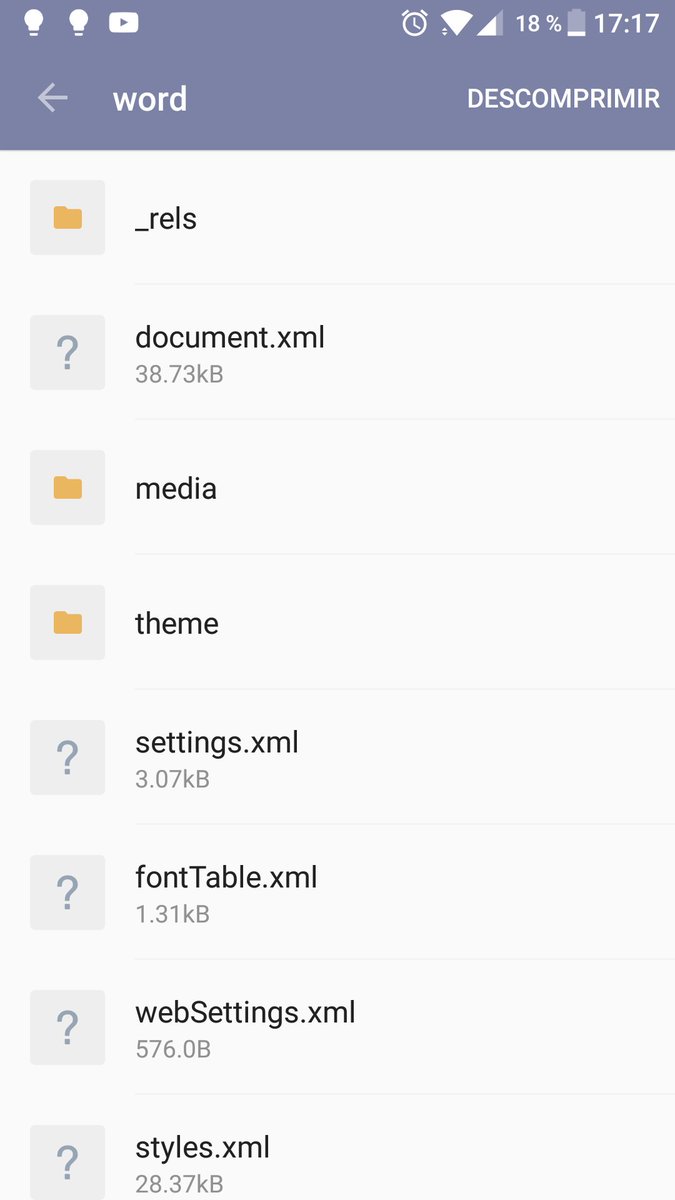 snaketweet87's tweet image. Toda la vida usando Word y no sabía que si le cambias la extensión docx a zip lo puedes abrir como si fuera una carpeta comprimida y contiene un xml con los formatos, una carpeta media con todas las imágenes del documento entre otras cosas... 😅 #windowshacks