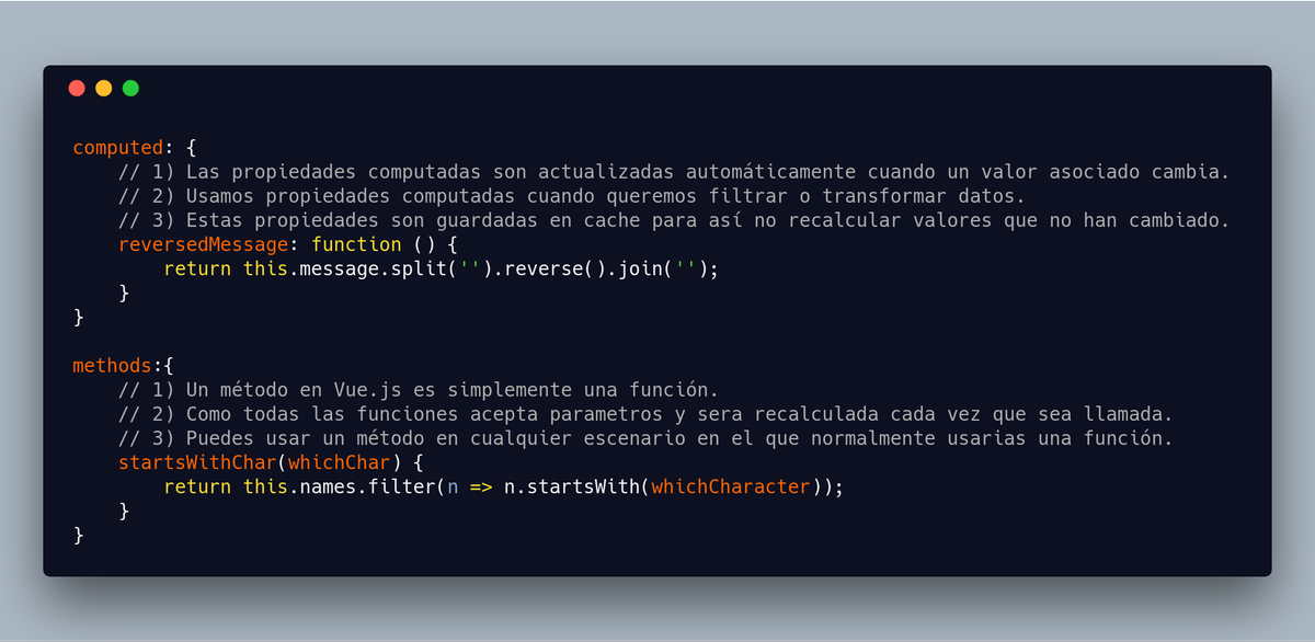 dvalpx's tweet photo. #StydeTips ¿Conoces la diferencia entre una propiedad computada y un método en Vue.js? ¡La respuesta en la imagen! 🤓😱⬇️ https://t.co/lBn3DnEEp9
