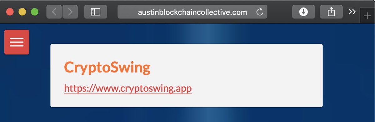 CryptoSwingApp's tweet image. Thanks for the listing, @atxblockcollect!! #austinblockchaincollective #blockchainnews #cryptocurrencynews #CryptoNews