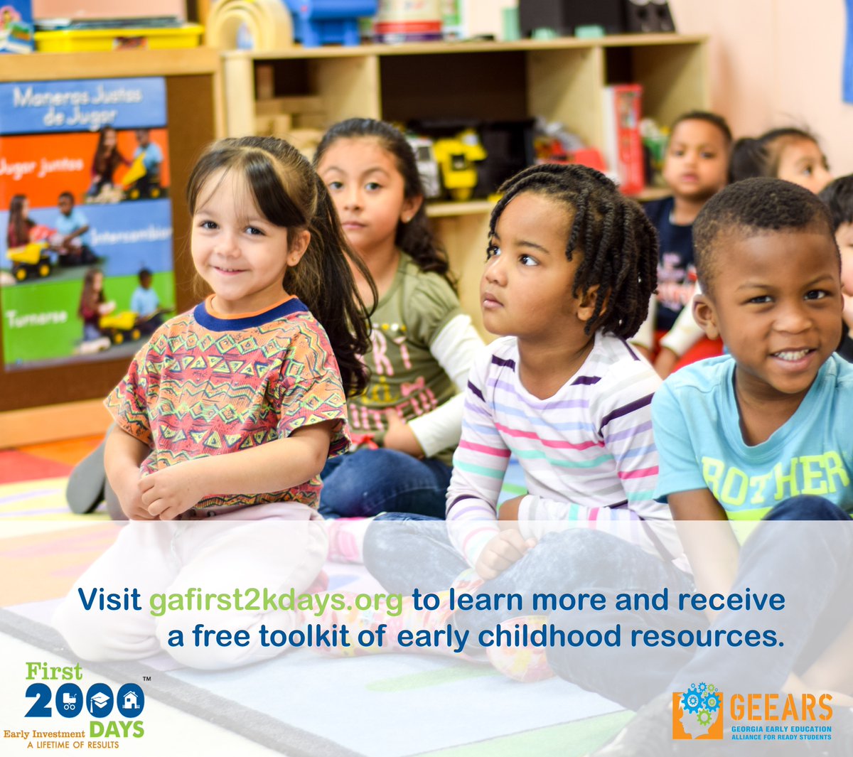 GEEARS's tweet photo. There are approximately 2,000 days between a child’s birth and when they start kindergarten. At @GEEARS we want every child to be as prepared as possible on that first day! Find out how our partners pledge to #ThinkBabies by visiting https://t.co/FWjNd75yfq #GAFirst2Kdays https://t.co/yeJie3B5YP