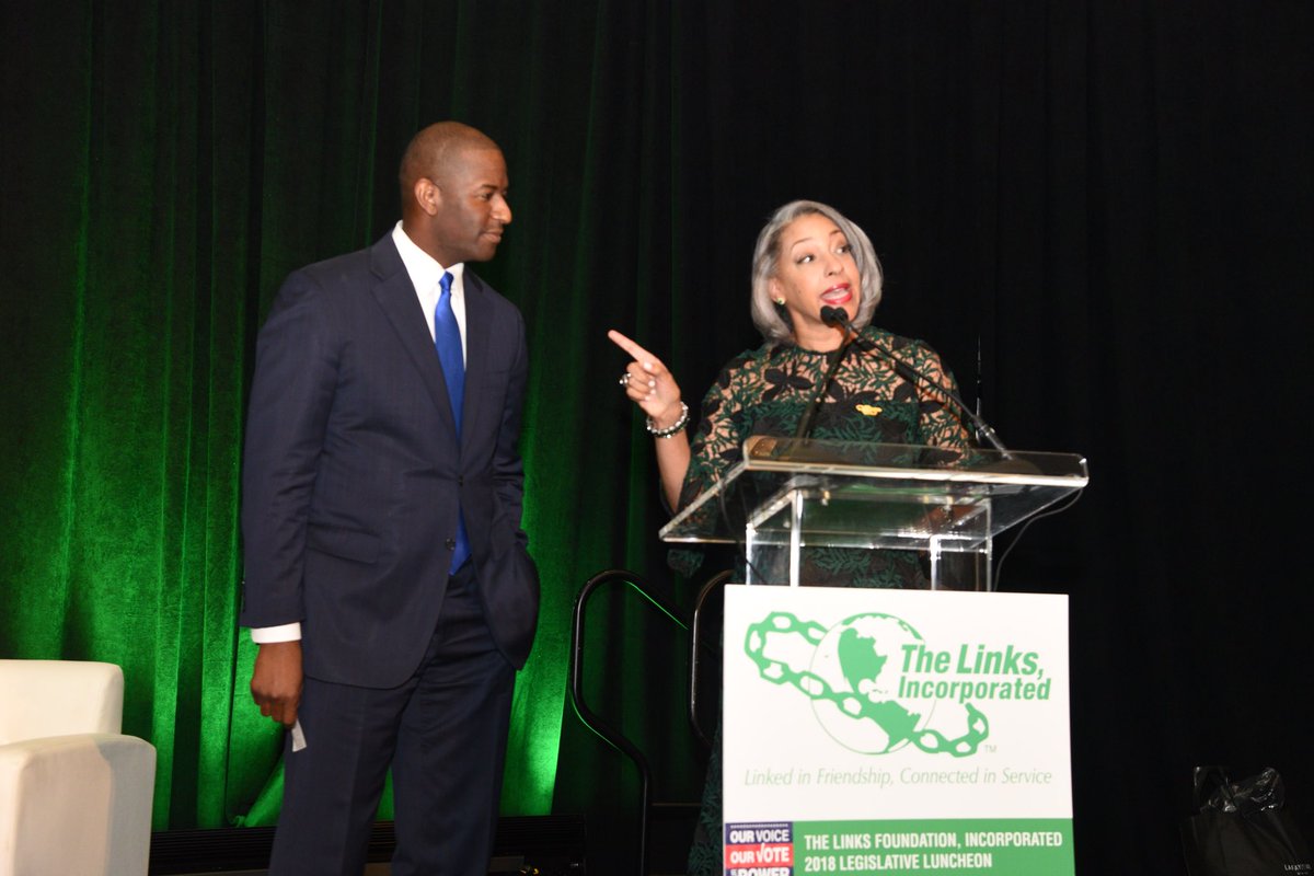 linksinc's tweet photo. We are an organization that believes in equality and access to all voters.  Thank you to Democratic Gubernatorial Nominee @AndrewGillum (D-Florida) for supporting this year’s luncheon. 
#linksvote
#GOTV
#ourvoiceourvote 
#ourvoiceourvoteourpower 
#linksinc
#cbc2018 https://t.co/c7VqxM6RgM