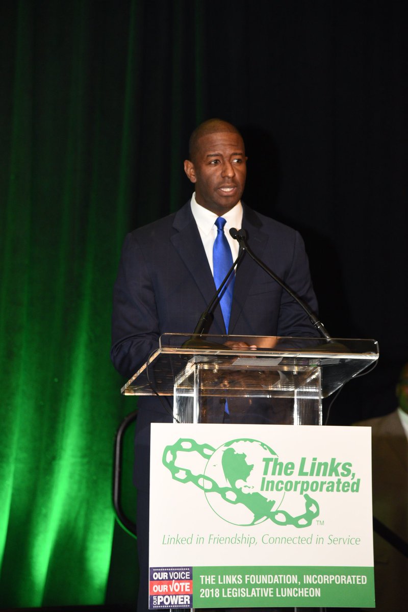 linksinc's tweet photo. We are an organization that believes in equality and access to all voters.  Thank you to Democratic Gubernatorial Nominee @AndrewGillum (D-Florida) for supporting this year’s luncheon. 
#linksvote
#GOTV
#ourvoiceourvote 
#ourvoiceourvoteourpower 
#linksinc
#cbc2018 https://t.co/c7VqxM6RgM