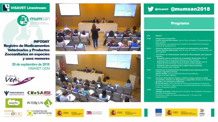 Disponible el streaming de la Jornada 'Infoday sobre Registro de Medicamentos Veterinarios y Productos Zoosanitarios en especies y usos menores' accediendo desde nuestra web en el siguiente enlace goo.gl/xJuv9L  o en la web de <a href="/Vetmasi/">Fundación Vet+i</a> en el link goo.gl/SWypmw