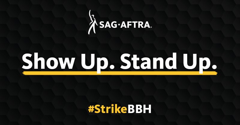 sagaftra's tweet image. As #SAGAFTRAmembers, we must stand together in defense of our contracts, our rights &amp;amp; our ability to build a sustainable career. 

Join us TODAY at 10:15 a.m. @ SAG-AFTRA (transportation provided) OR 11:00 a.m. @ BBH L.A. office #StrikeBBH

RSVP here: sagaftra.org/strikebbh