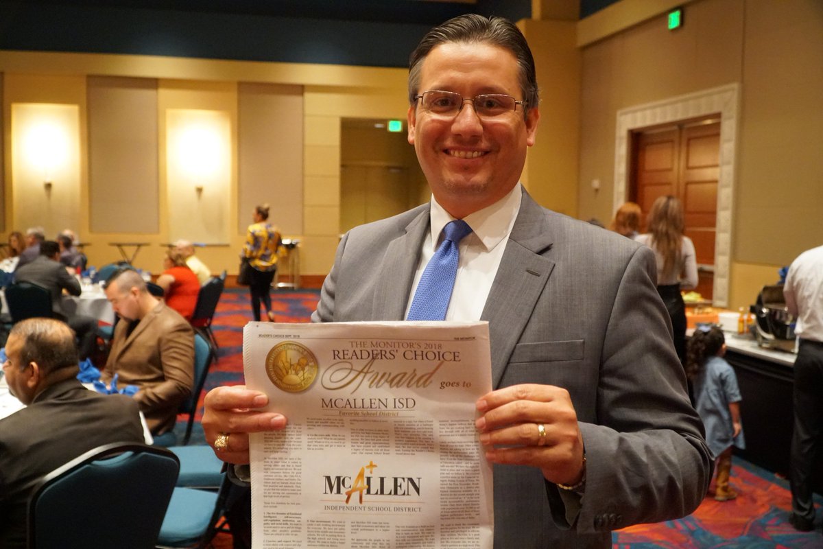 McAllenISD's tweet photo. We are pleased to announce that McAllen ISD has won The Monitor's Readers’ Choice Award for Favorite School District for the second straight year! We want to thank the community and our parents, students, and staff for the trust. https://t.co/MQg6cFb1Xl
