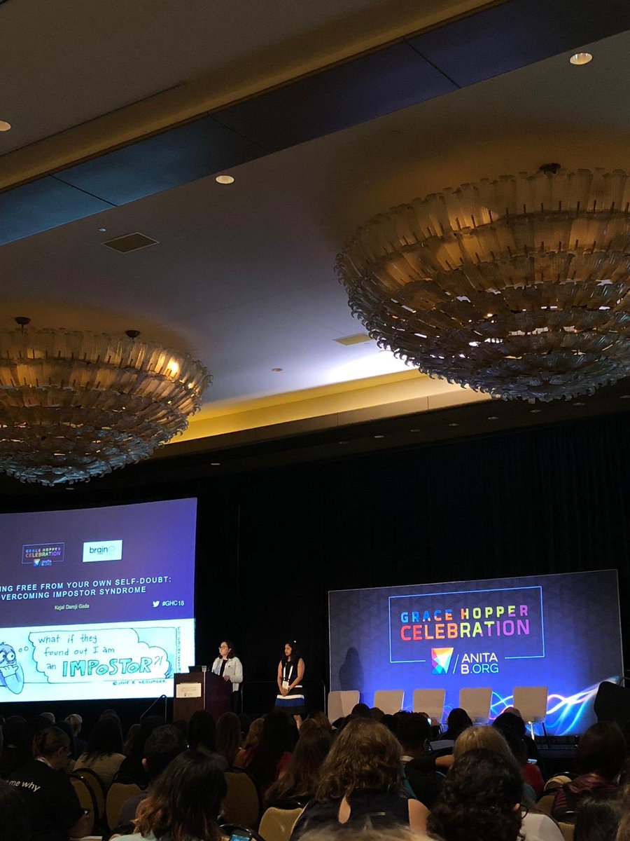 Synopsys's tweet photo. Great talk from Kajal Gada on #impostersyndrome and how to overcome it!

“I am capable” - Kajal Gada 

#WeAreHere #SNPSatGHC18 #GHC18 https://t.co/7p3HotG8Se