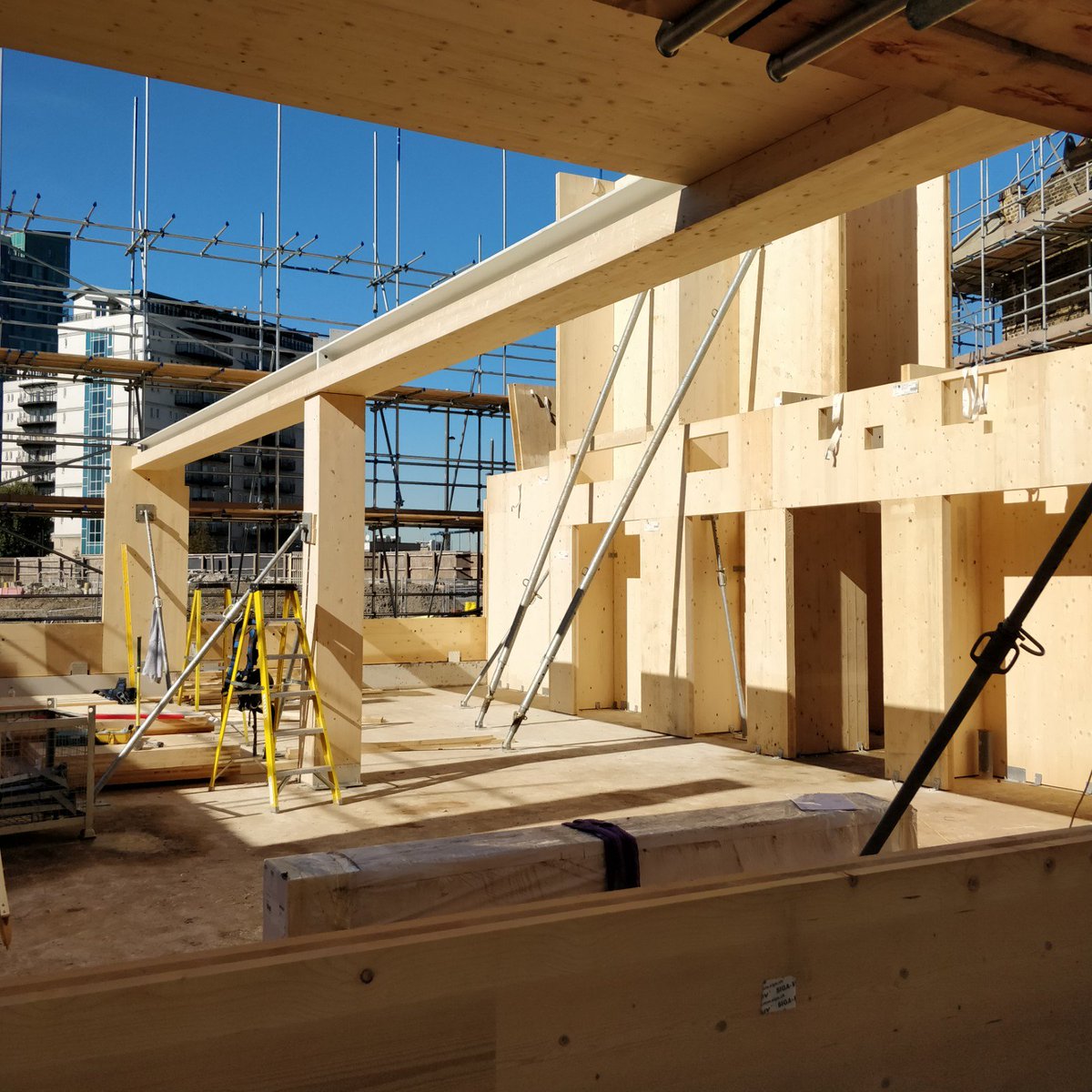 WaughThistleton's tweet photo. Great to see work starting on our second #crosslaminatedtimber building at #SugarHouseIsland - with the timber looking especially good against the bright blue sky! #constructionrevolution https://t.co/b4UbcGidWk