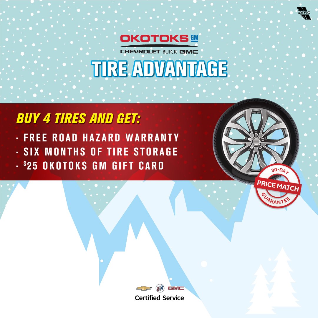 Get ready for winter ❄ <a href="/OkotoksGM/">Okotoks GM</a> . Take advantage of our special offer on winter tires. Save an additional $150 off your purchase when you use your GM Scotia Bank Visa card. The offer expires Oct. 15th.