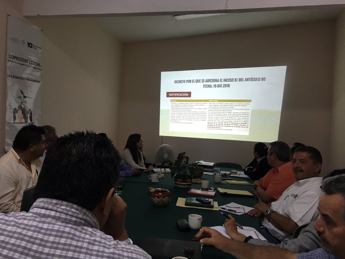 COPECOSE_MICH's tweet photo. 5ta Sesión Ordinaria del @COPECOSE Estatal en Michoacán, con el tema; REFORMAS A LA LEY AGRARIA DE LO QUE VA DEL PRESENTE SEXENIO, impartido por personal de la Delegación de la PA en Mich.@PAgraria @CruzLopezA https://t.co/bCxOw1zsrV