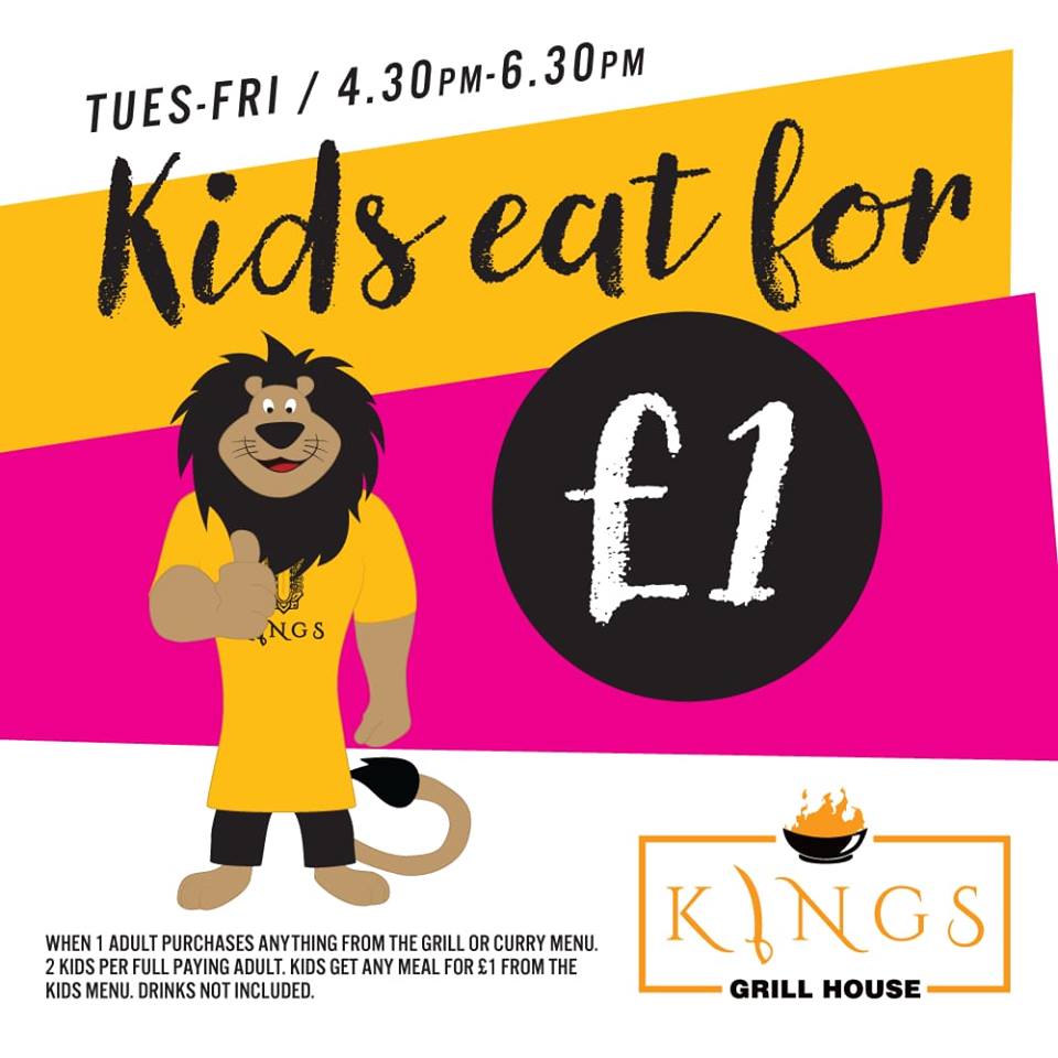 #Kids #Special #Offer on Weekdays at The #KingsGrillHouse #Restaurant &amp; #Bar See Website for more info kingsgrillhouse.com Meals for Only £1 😱! 304 High Street, #Smethwick, #Birmingham, B66 3PA. UK. Tel: 0121 565 5800 #Food #Punjabi #Family #Enjoy #Relax