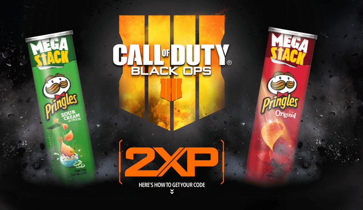 charlieINTEL's tweet photo. Want Double XP codes in Black Ops 4? Buy select Pringles packs at Walmart and get double XP in #BlackOps4. Here's how: https://t.co/LVzFMYBlhq https://t.co/uDZkJZTXbR