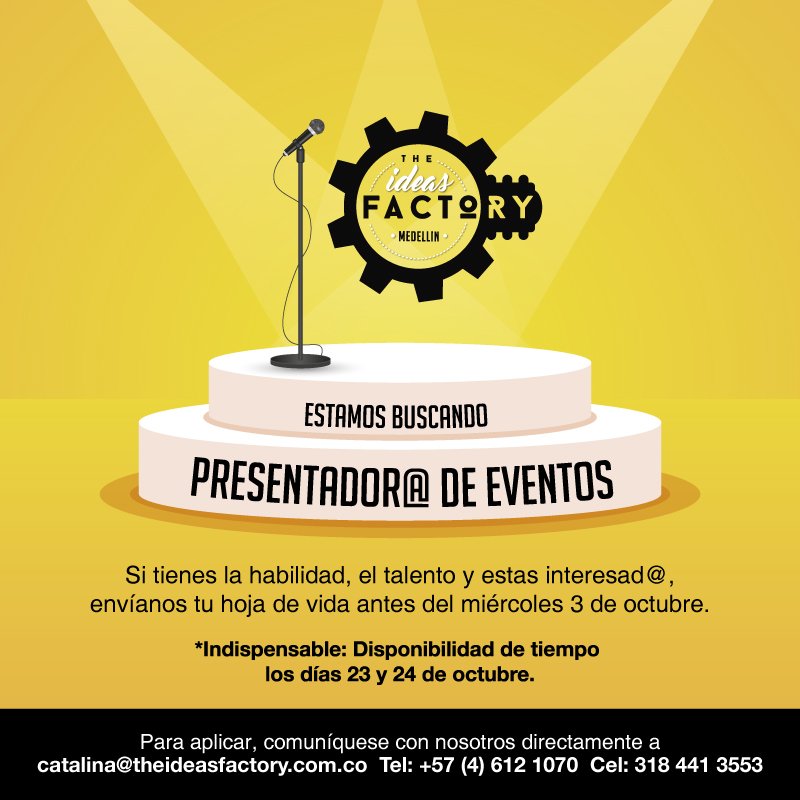 TIFmedellin's tweet photo. #TrabajoSiHay y en @TheIdeasFactory estamos buscando nuev@s super heroes  para hacer parte de nuestro equipo. Si estas interesado en alguna de nuestras vacantes envíanos tu hoja de vida a los correos establecidos, dejando claro el cargo. https://t.co/LFHFvgZQbJ