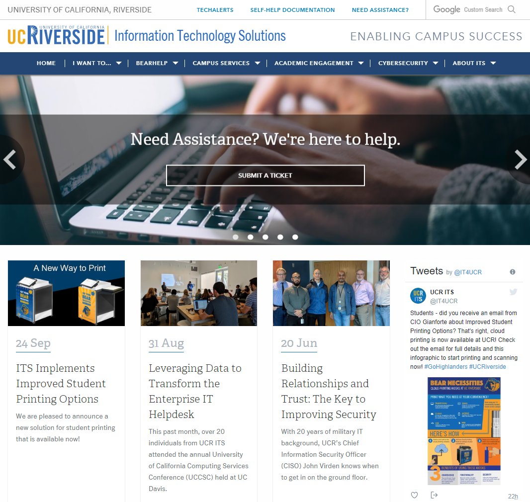 IT4UCR's tweet photo. Whether you're new to campus or returning for another year, Welcome #UCRiverside Highlanders! You may have questions for us so be sure to visit our revamped website at https://t.co/qnkNhsafAR for general details and contact info #IT4UCR #EnablingYourSuccess #NewYearNewLook https://t.co/SMUW2p2v8P