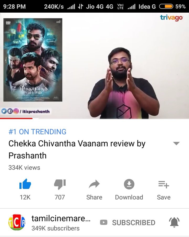 My favorite #tamilcinemareview @itisprashanth 😍😘 #CCV #CCVReview Trending No:1 Place at @YouTube 

Genuine review❤️ Hatzz off bro👏👏