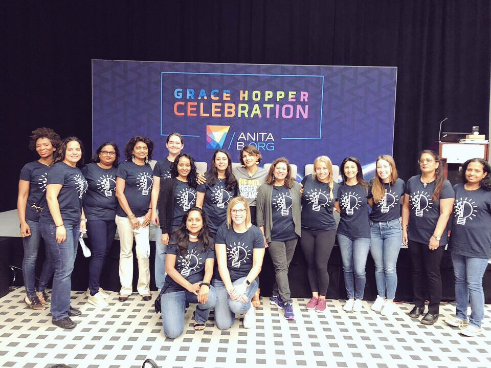 YassiHadjibashi's tweet photo. The bestest fan base ever... the @citi #womenintech #powerladies thanks for all your support and enthusiasm. Loved seeing your curious diverse faces at my presentation here @ghc #GHC18 https://t.co/h2LWvhvjQk