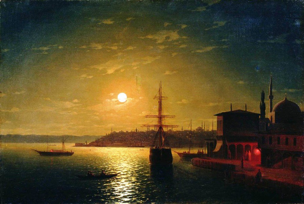 Fortunately, I've been teaching, so I haven't been able to watch the hearings. Here's another calm Aivazovsky painting for those of you who have been watching..."The Bay Golden Horn"