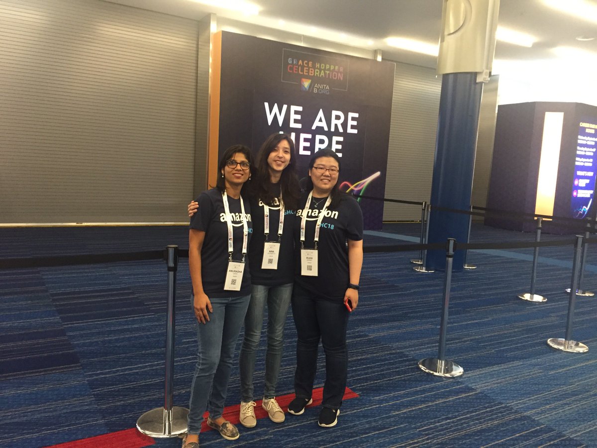 chuckm's tweet photo. CloudFormation team members
@anugarg07 and company are attending #GHC18 -- say "hi" if you see them there! #AmazonGHC18 #WeAreHere https://t.co/MRyExV7Sfq